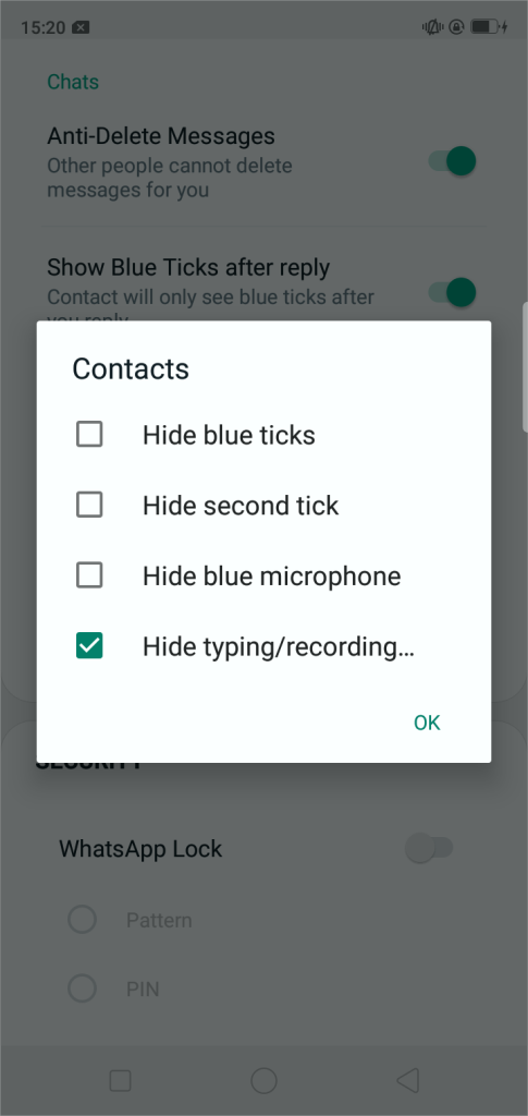 GB WhatsApp privacy feature