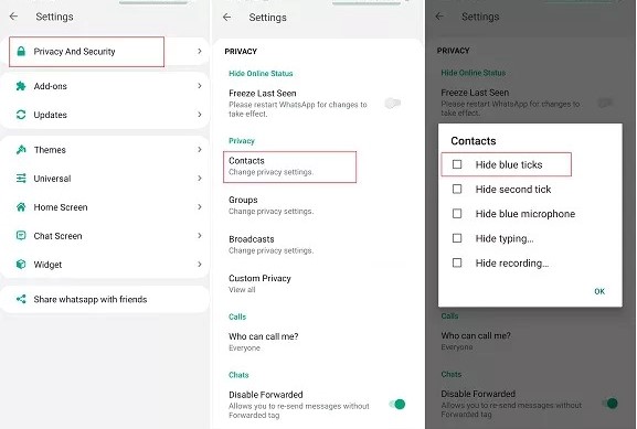 Disable Double Tick in GB WhatsApp