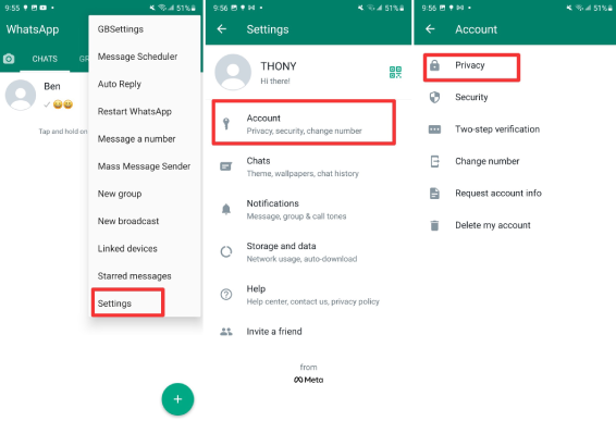 hide online status on gbwhatsapp for specific contacts